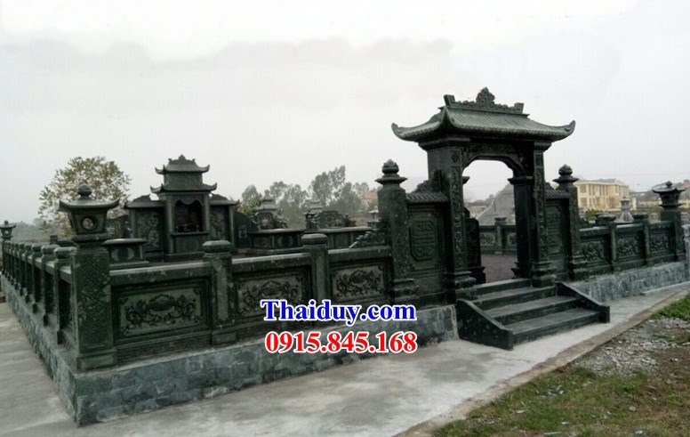 Mẫu khu lăng thờ nghĩa trang gia tộc bằng đá xanh rêu nguyên khối cao cấp đẹp