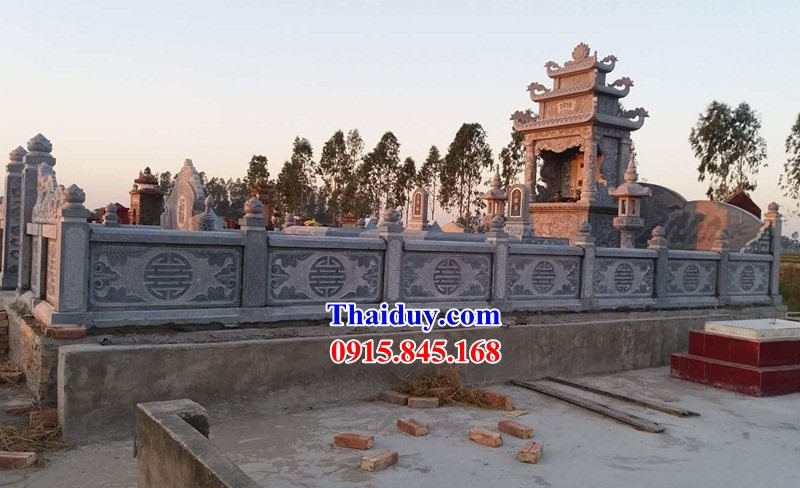 Mẫu lăng mộ gia tiên dòng họ bằng đá tự nhiên thiết kế đơn giản