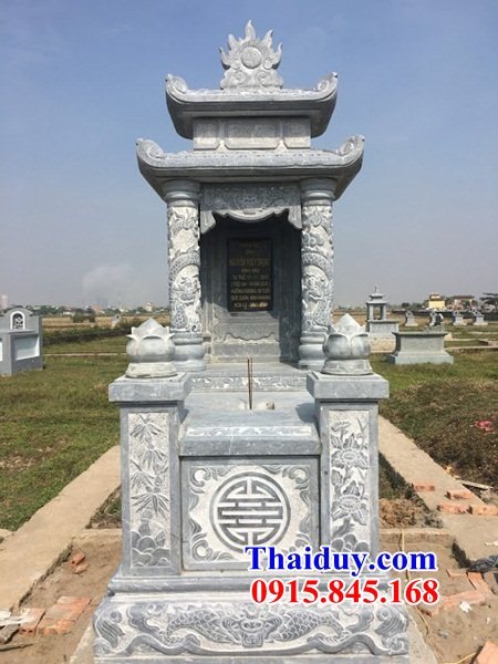 Mẫu mộ bằng đá mỹ nghệ Ninh Bình đơn giản hai mái đẹp