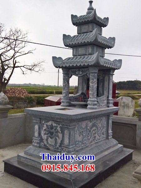 Mẫu mộ đá mỹ nghệ Ninh Bình ba mái điêu khắc rồng tinh xảo