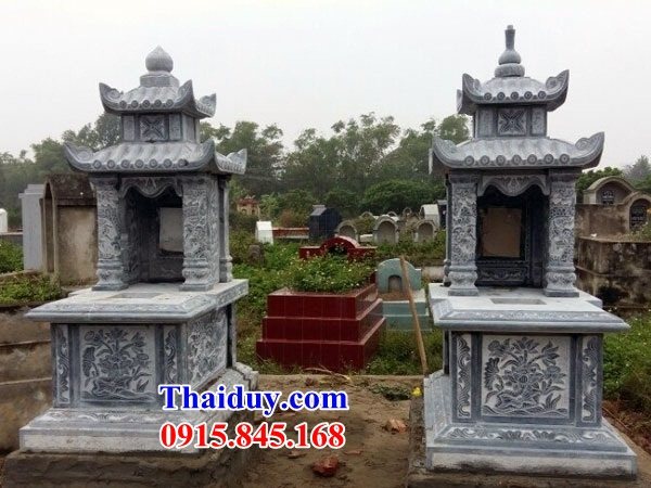 Mẫu mộ đá mỹ nghệ Ninh Bình hai mái kích thước chuẩn phong thủy đẹp