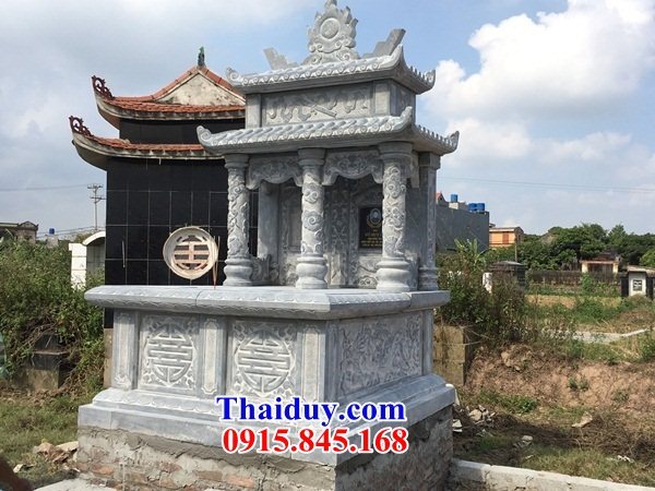 Mẫu mộ đôi bằng đá khối tự nhiên có hai mái