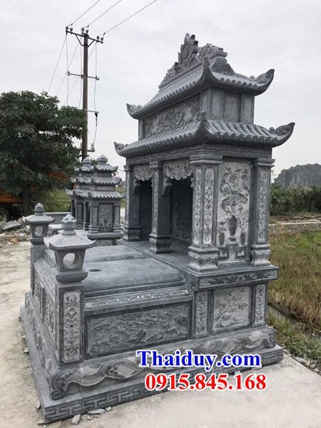 Mẫu mộ đôi gia đình bằng đá khối có hai mái bán báo giá toàn quốc