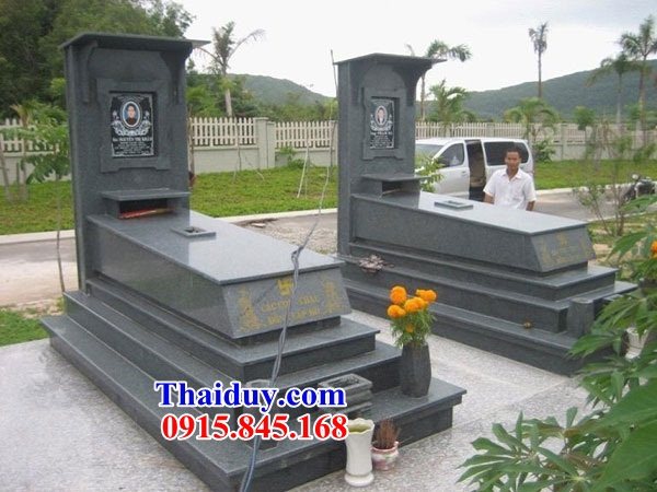 Mẫu mộ đôi gia đình vợ chồng bằng đá hoa cương granite cao cấp