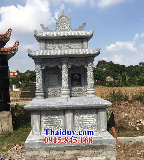 Mẫu mộ đôi vợ chồng anh em bằng đá liền khối Thanh Hóa có hai mái