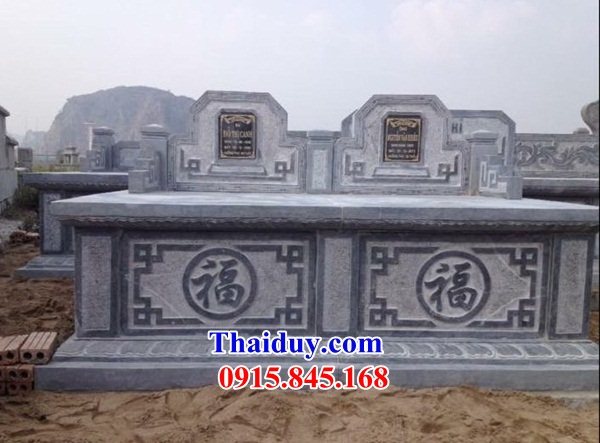 Mẫu mộ hai ngôi liền nhau bằng đá tự nhiên nguyên khối