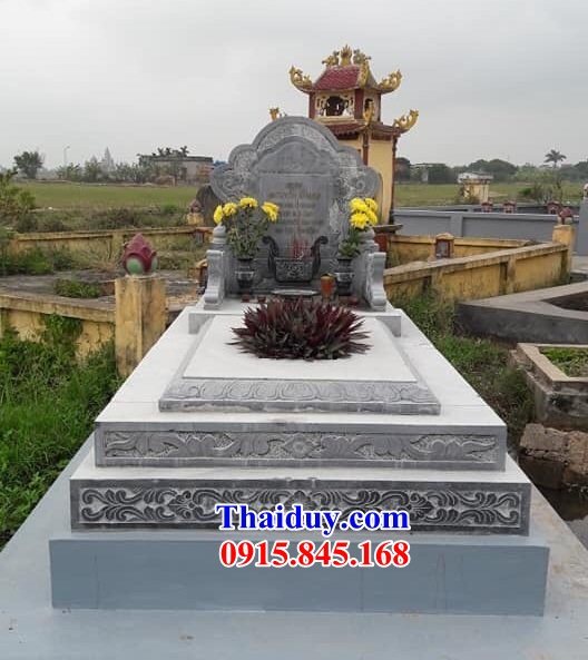 Mẫu mộ tam cấp bằng đá xanh Ninh Bình