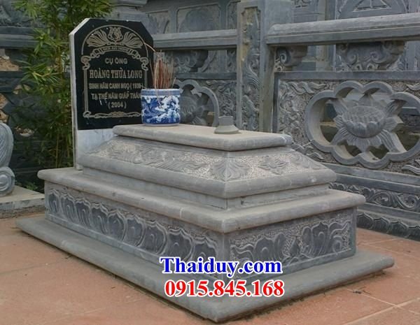Mẫu mộ tam cấp không mái bằng đá nguyên khối kích thước phong thủy