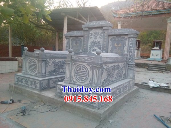Xây mộ đôi hai ngôi liền nhau bằng đá mỹ nghệ Ninh Bình đẹp