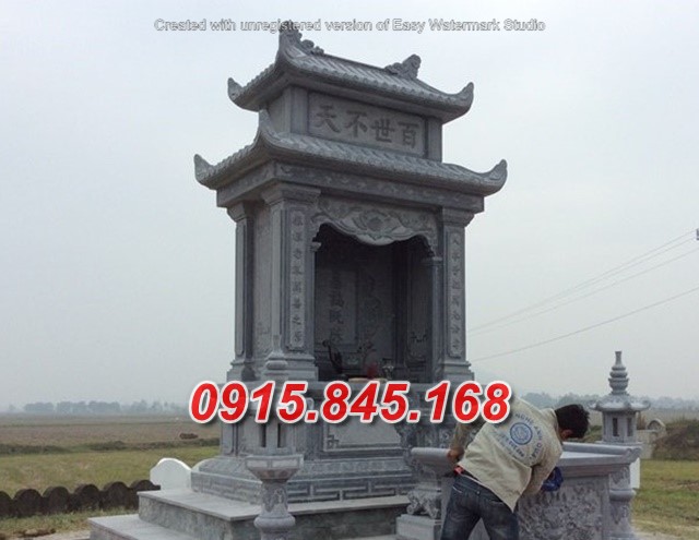 mộ đơn hai mái bằng đá khối