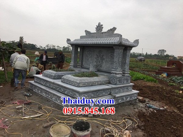 001 Mẫu mộ mồ mả đá cao cấp hai ngôi liền nhau đôi đẹp bán Bắc Giang