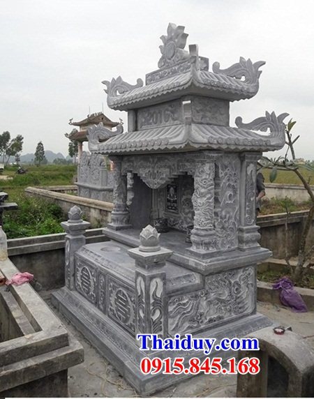 001 Mẫu mộ mồ mả đá xanh tự nhiên hai ngôi liền nhau đôi đẹp bán Bắc Giang