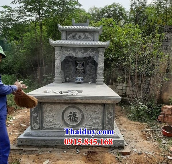 02 Mẫu mộ mồ mả đá xanh hiện đại ông bà bố mẹ xây hai mái đẹp nhất Bắc Giang