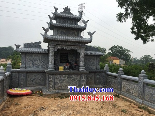 17 Củng thờ chung bằng đá nghĩa trang khu lăng mộ gia đình dòng họ ông bà bố mẹ đẹp nhất bán Sơn La