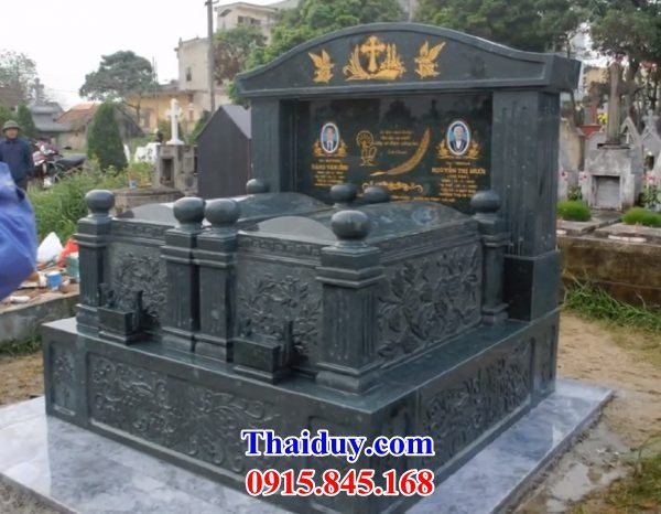 22 mẫu mộ mồ mả đôi hai ngôi liền nhau đá xanh rêu cao cấp đẹp bán tiền giang