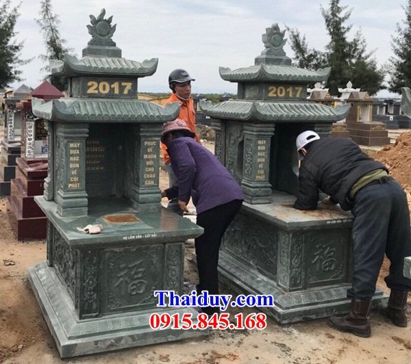22 mẫu mộ mồ mả hai mái cất để cốt đá xanh rêu cao cấp đẹp bán tiền giang