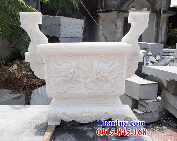 24 Lư hương đá trắng tự nhiên hình chữ nhật lăng mộ gia đình đẹp Lâm Đồng