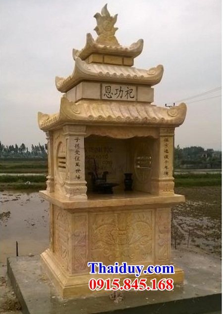 27 Củng đá vàng thờ lăng mộ bố mẹ ba má đẹp Quảng Nam