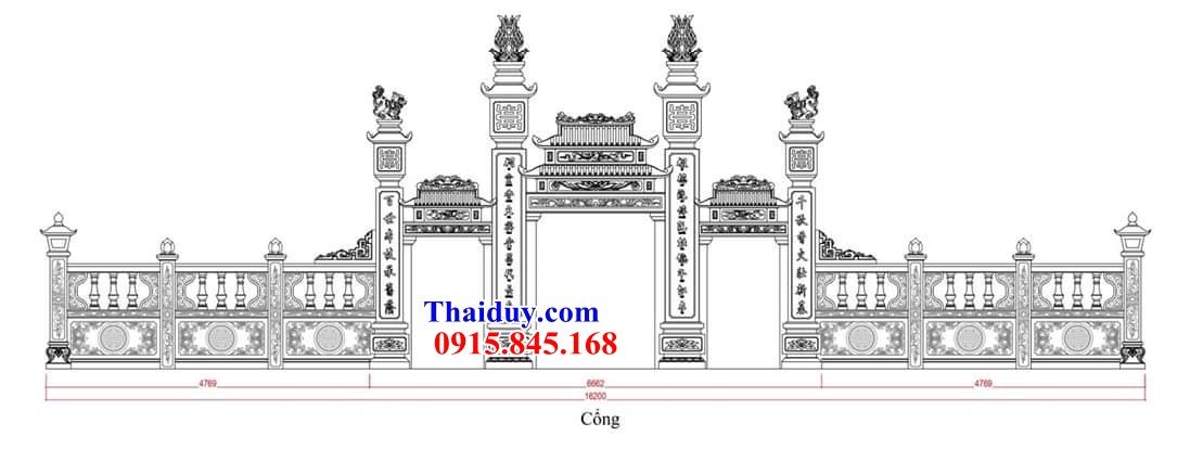 31 bản vẽ cổng tam quan tứ trụ đình chùa đền miếu đẹp thiết kế hiện đại