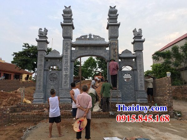 34 thiết kế hiện đại cổng tam quan nhà thờ họ đình đền chùa miếu bằng đá khối cao cấp