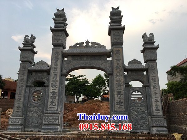 35 cổng tam quan đình chùa bằng đá nguyên khối tự nhiên