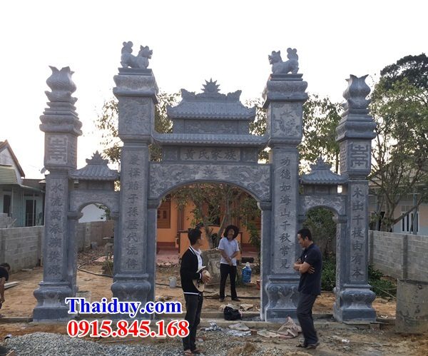 35 cổng tam quan tứ trụ đình chùa đền miếu bằng đá nguyên khối thiết kế cơ bản