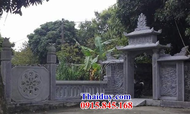 35 cổng tam quan tứ trụ đình chùa nhà thờ tổ từ đường bằng đá nguyên khối Ninh Bình cao cấp
