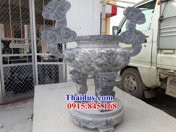 39 đỉnh lư hương đá xanh tự nhiên hình tròn nghĩa trang mộ mồ mả đẹp bán sóc trăng