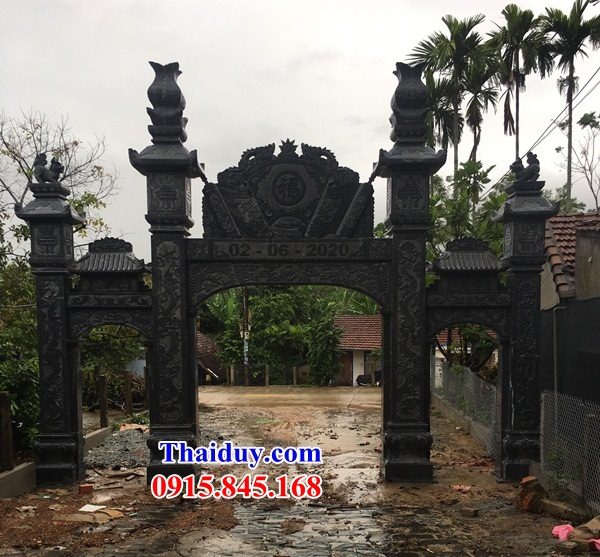 39 mẫu cổng đỉnh làng chùa miếu đền làm bằng đá xanh thanh hóa đẹp bán hà tĩnh