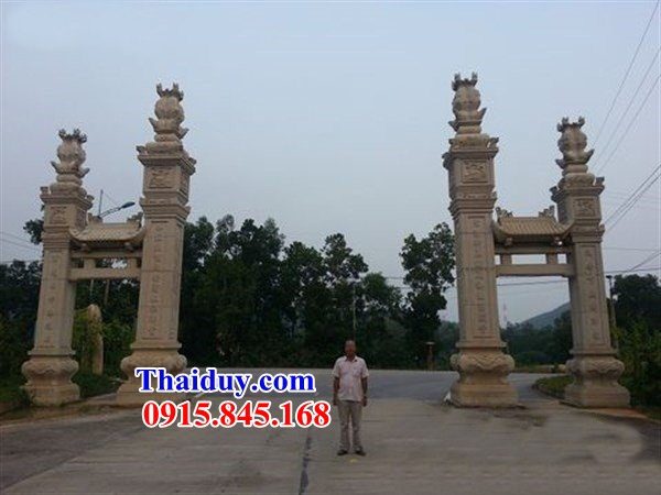 40 cột cổng nhà thờ tổ từ đường bằng đá vàng Ninh Bình cao cấp