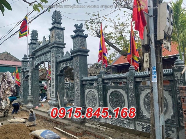 43 Lan can đền chùa đá xanh tự nhiên đẹp Bắc Giang