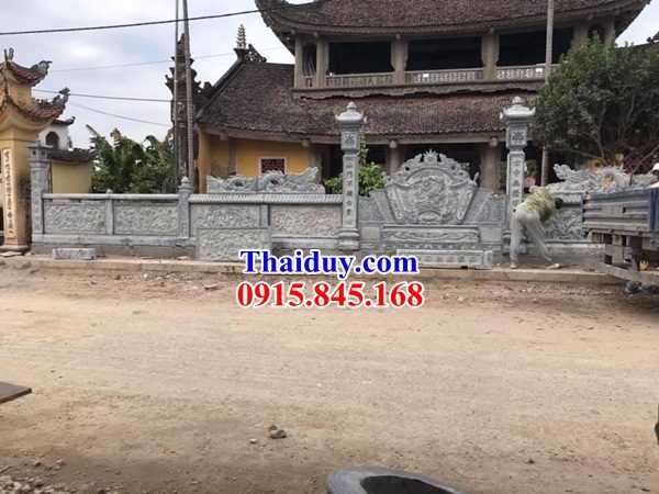 56 Tường bao hàng rào lan can đình chùa đền miếu bằng đá xanh tự nhiên nguyên khối giá rẻ