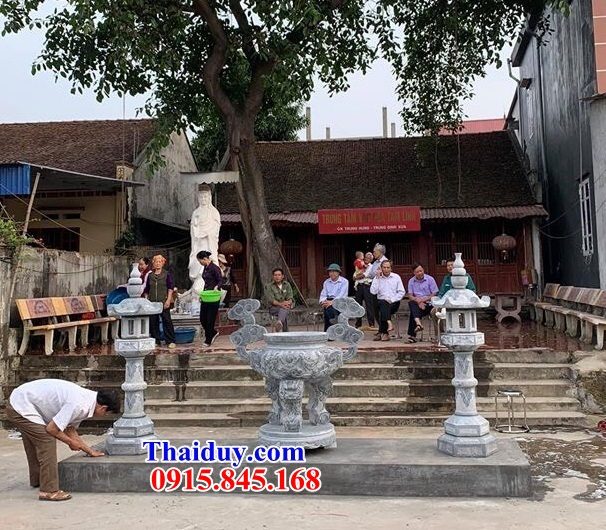 57 lư hương cắm nhang đặt sân nhà thờ họ đình đền chùa miếu bằng đá nguyên khối cao cấp