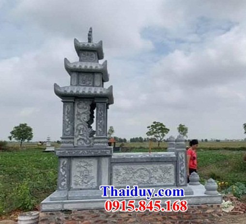 Bán 03 mộ mồ mả đá xanh nguyên khối ba mái đẹp giá rẻ ông bà bố mẹ tại Quảng Ninh