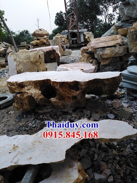 Bộ bàn ghế sân vườn tư gia bằng đá Ninh Bình nguyên khối giá rẻ