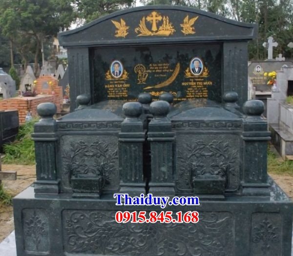 Các mẫu mộ mồ mả đôi hai ngôi liền nhau ba má bố mẹ đẹp nhất đồng nai bằng đá xanh rêu