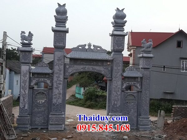 Cổng nhà thờ họ từ đường đình đền chùa làm bằng đá thanh hóa hiện đại đẹp bán tại Đắk Nông