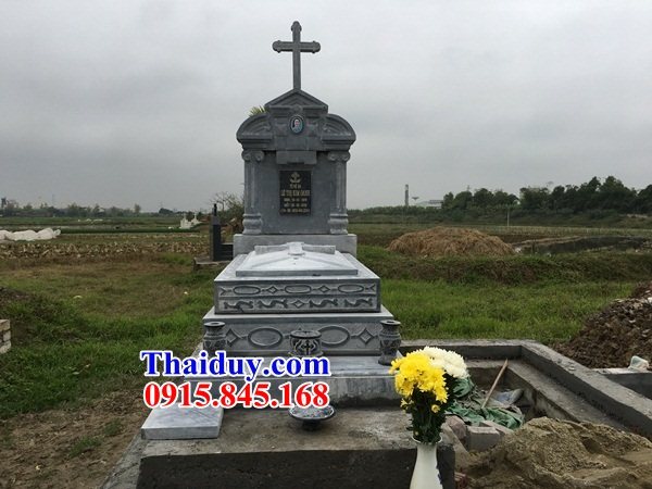 Làm 02 mộ mồ mả đá thanh hóa hiện đại công giáo đạo thiên chúa đẹp nhất Lạng Sơn