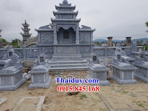 Lăng thờ nghĩa trang đá xanh tự nhiên liền khối đẹp bán tại Thái Bình