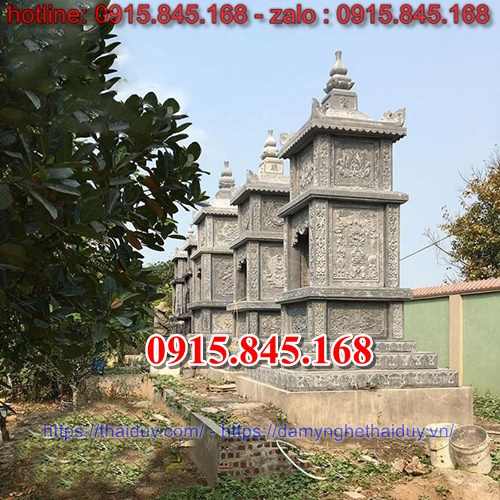 Mẫu bảo tháp bằng đá xanh phong thủy mộ sư giá bán 2024