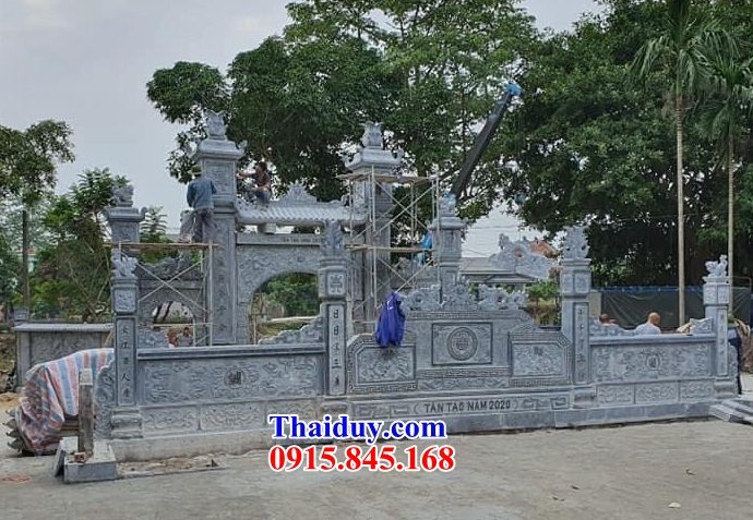 Mẫu cổng chào cổng đình đền chùa miếu bằng đá kích thước phong thủy thi công lắp đặt