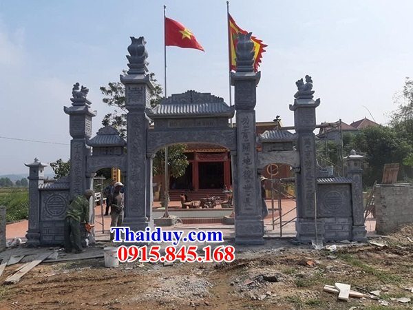 Mẫu cổng chào cổng đình đền chùa miếu bằng đá nguyên khối Thanh Hóa kích thước phong thủy