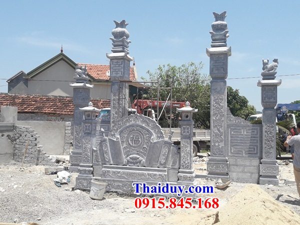 Mẫu cổng trụ biểu đình chùa đền miếu bằng đá nguyên khối Thanh Hóa phong thủy
