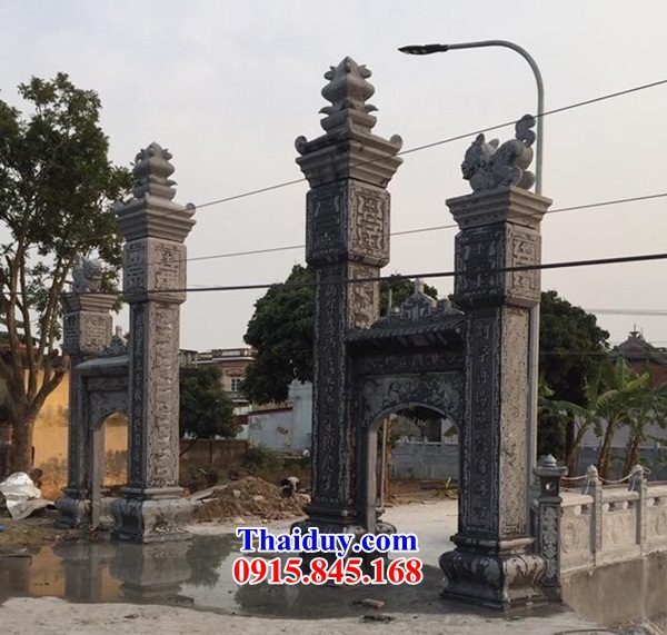 Mẫu cổng tứ trụ tam quan đình chùa đền miếu bằng đá tự nhiên cao cấp đẹp nhất