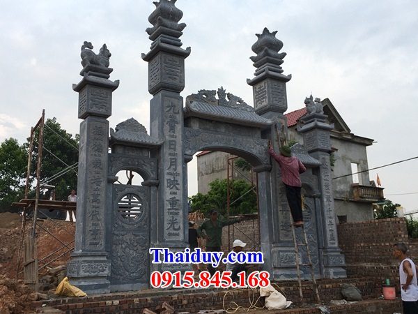 Mẫu cổng tứ trụ tam quan từ đường đình chùa miếu bằng đá chạm trổ tứ quý đẹp
