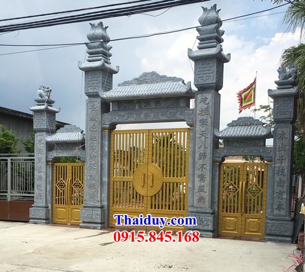 Mẫu cổng tứ trụ tam quan từ đường đình chùa miếu bằng đá mỹ nghệ Ninh Bình đẹp