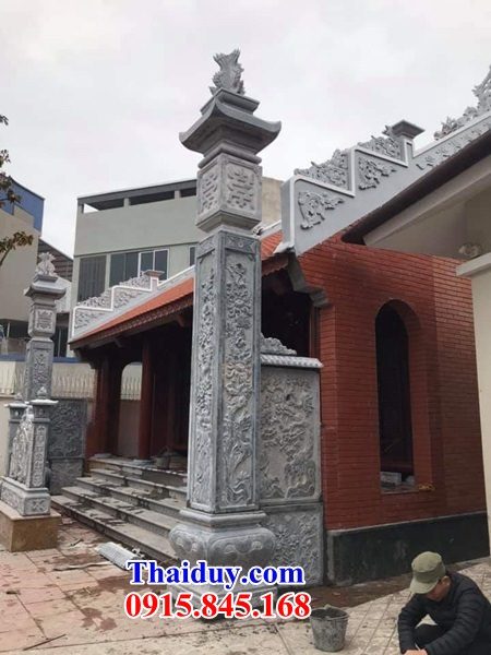 Mẫu cột hiên đình chùa bằng đá xanh Thanh Hóa