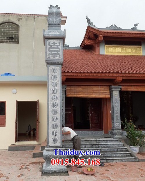 Mẫu cột hiên đình chùa nhà thờ họ bằng đá xanh Thanh Hóa thiết kế cơ bản