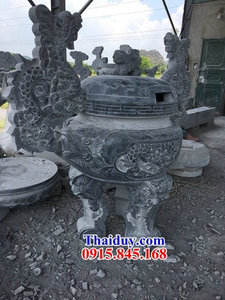 Mẫu lư hương hóa vàng đình đền chùa miếu bằng đá Thanh Hóa thiết kế hiện đại