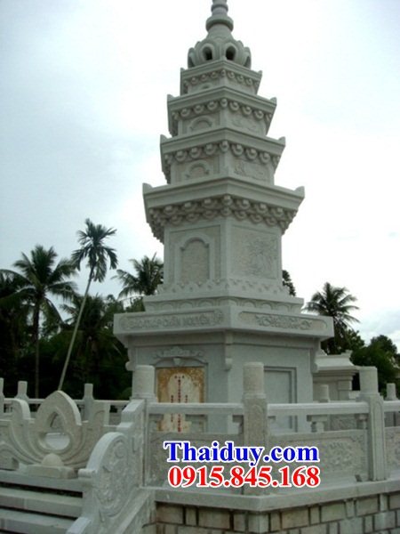 Mẫu mộ tháp bằng đá trắng cao cấp cất tro cốt thiết kế đơn giản